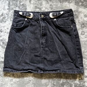 Topshop Charcoal Denim Western Miniskirt